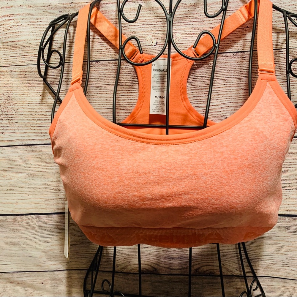 Reebok Illusion logo Sports Bra Pink heather  SZ M